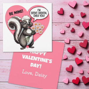Vintage Skunk Valentine I’m Scent-imental Over You Holiday Card