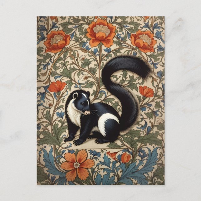 Vintage Skunk William Morris Inspired Postcard (Front)