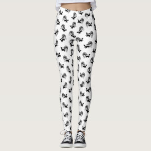 Vintage Skunks Pattern CUSTOM BACKGROUND COLOR Leggings