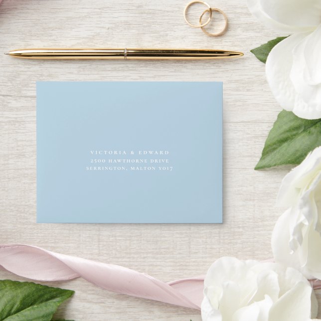 Vintage Sky Blue Floral Wedding RSVP Envelope (Wedding)