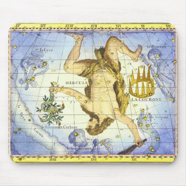 Vintage Sky Map Constellation of Hercules Mouse Mat (Front)
