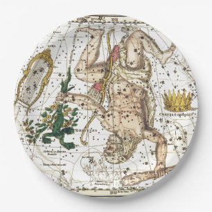 Vintage Sky Map Constellation of Hercules Paper Plate