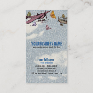 Vintage Sky - Planes and Butterflies Business Card