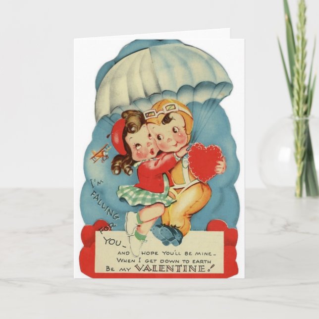 Vintage Skydiver Valentine's Day Card (Front)