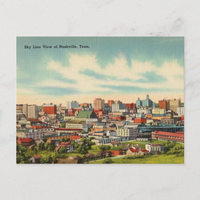 Vintage, Skyline of Nashville, Tennessee Postcard (Front)