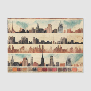 Vintage Skyscrapers Cityscape Decoupage Tissue Paper