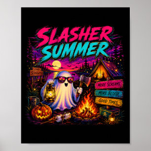 Vintage Slasher Summer 80s Synthwave Halloween Poster