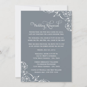Vintage Slate Scrolls Wedding Rehearsal and Dinner Invitation