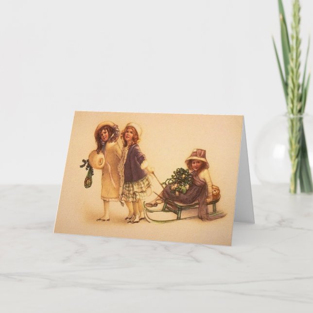 Vintage Sled Christmas / Holiday / Note Card (Front)