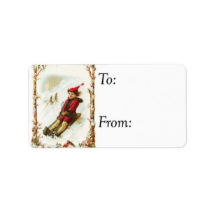 Vintage Sledding Gift Tag