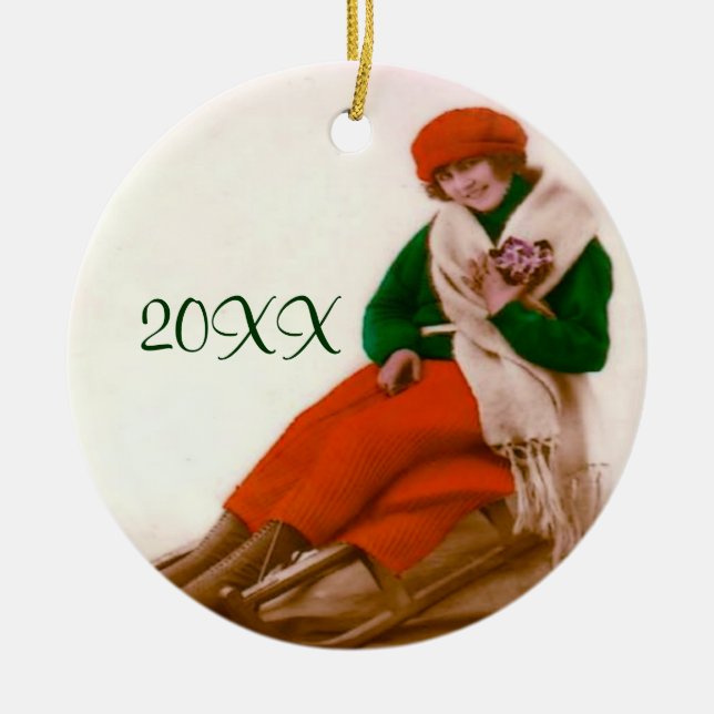 Vintage Sledding Ornament (Front)