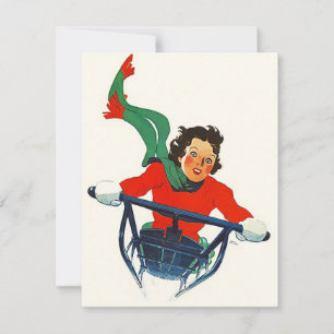 Vintage Sledding Snow Sled Winter Party Invitation
