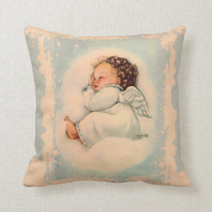 Vintage Sleeping Baby Guardian Angel Cushion