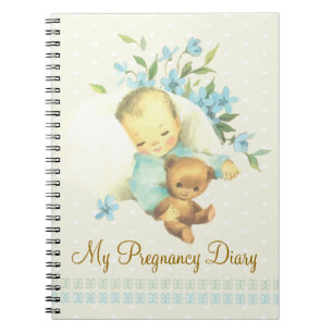 Vintage Sleeping Baby Personalised Notebook