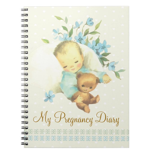 Vintage Sleeping Baby Personalised Notebook (Front)