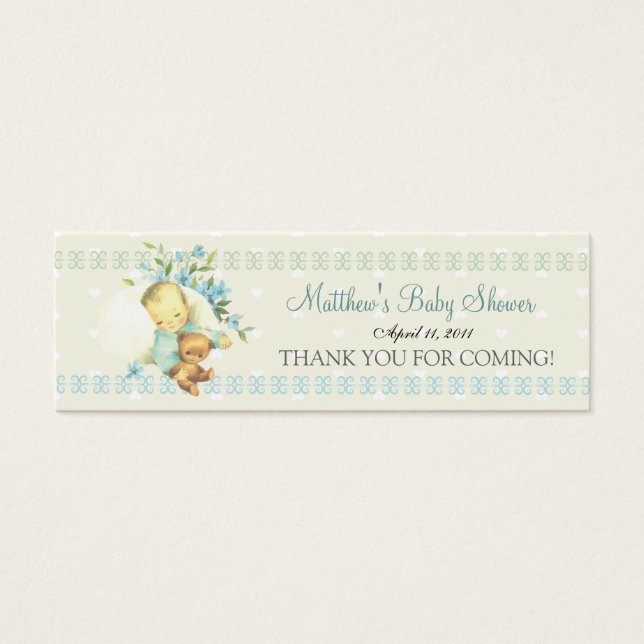 Vintage Sleeping Baby Shower Custom Favour Tag (Front)