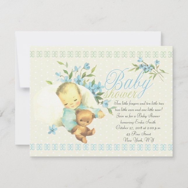 Vintage Sleeping Baby Shower Invitation (Front)