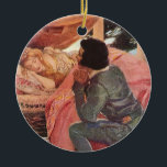 Vintage Sleeping Beauty by Jessie Willcox Smith Ceramic Tree Decoration<br><div class="desc">Vintage illustration classic children's fairy tale story book Sleeping Beauty image by famous illustrator Jessie Willcox Smith. The princess, Beauty, is sleeping in her beautiful pink bed and Prince Charming is by her side about to kiss her awake and break the magic spell put on her by the evil witch....</div>