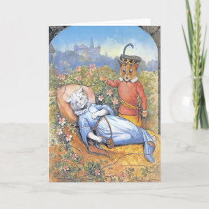 Vintage Sleeping Beauty Cat Card