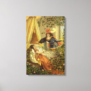 Vintage Sleeping Beauty, Victorian Fairy Tales Canvas Print