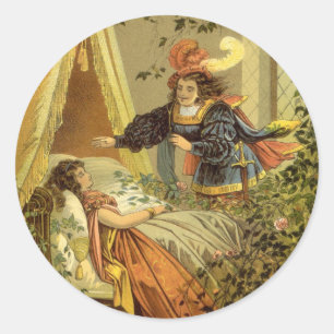 Vintage Sleeping Beauty, Victorian Fairy Tales Classic Round Sticker