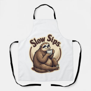 Vintage Sleepy Sloth Coffee Lover Cute Retro Shirt Apron