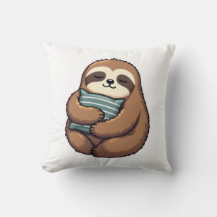Vintage Sleepy Sloth Cosy Pillow Illustration 2