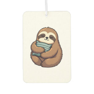 Vintage Sleepy Sloth Cosy Pillow Illustration 2 Car Air Freshener