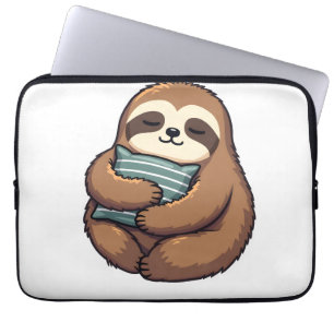 Vintage Sleepy Sloth Cosy Pillow Illustration 2 Laptop Sleeve