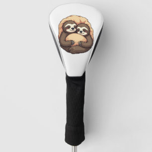 Vintage Sleepy Sloth Couple Cosy Bed Graphic 2 Golf Head Cover