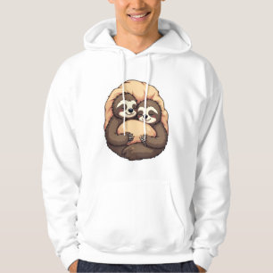 Vintage Sleepy Sloth Couple Cosy Bed Graphic 2 Hoodie