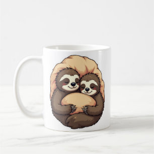 Vintage Sleepy Sloth Couple Cozy Bed Graphic 2 Coffee Mug