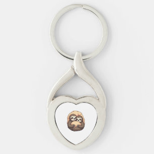 Vintage Sleepy Sloth Couple Cozy Bed Graphic 2 Key Ring