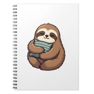 Vintage Sleepy Sloth Cozy Pillow Illustration 2 Notebook