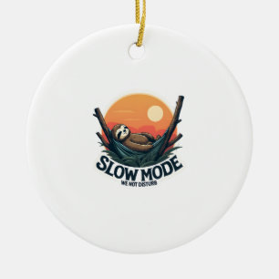 Vintage Sleepy Sloth Shirt Funny Slow Morning Desi Ceramic Tree Decoration
