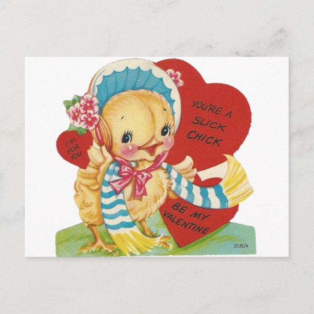 Vintage "Slick Chick" Valentine Holiday Postcard (Front)