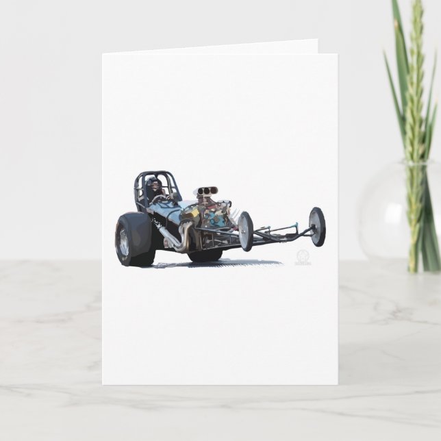 Vintage Slingshot Dragster Wheelie Card (Front)
