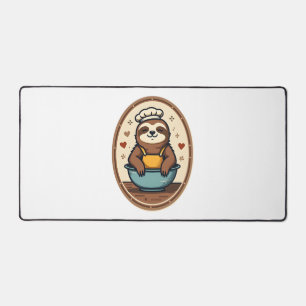 Vintage Sloth Baker Cute Retro Baking Art 2 Desk Mat