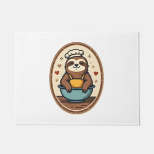 Vintage Sloth Baker Cute Retro Baking Art 2 Doormat