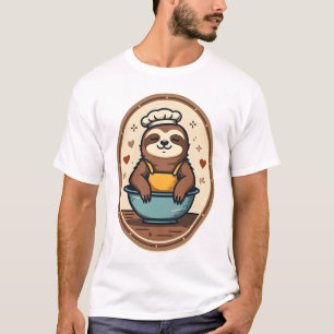 Vintage Sloth Baker Cute Retro Baking Art 2 T-Shirt