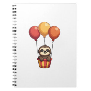 Vintage Sloth Balloons Retro Cute Animal Design 2 Notebook