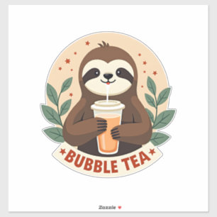 Vintage Sloth Bubble Tea Cute Retro Animal Art 2