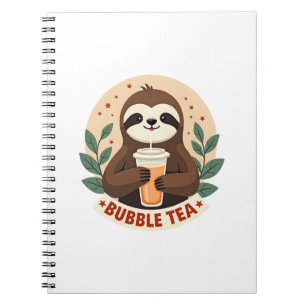 Vintage Sloth Bubble Tea Cute Retro Animal Art 2 Notebook