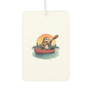 Vintage Sloth Canoe Sunset Retro Wildlife Art 2 Car Air Freshener