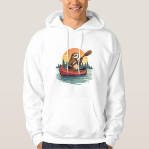 Vintage Sloth Canoe Sunset Retro Wildlife Art 2 Hoodie