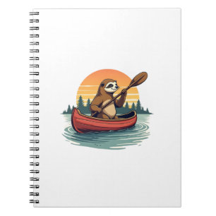 Vintage Sloth Canoe Sunset Retro Wildlife Art 2 Notebook