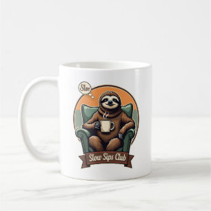 Vintage Sloth Coffee Shirt Calm Morning Humour 2 Mug