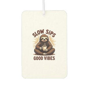 Vintage Sloth Coffee Shirt Cute Slow Morning Humor Car Air Freshener