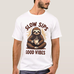 Vintage Sloth Coffee Shirt Cute Slow Morning Humou