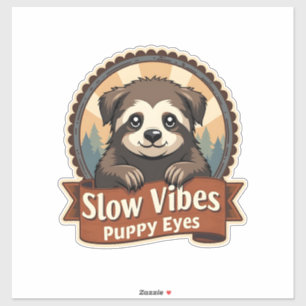 Vintage Sloth Dog Shirt Slow Vibes Puppy Eyes 2